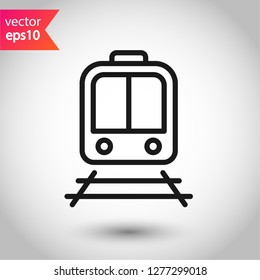 Train icon. Subway line icon. Metro symbol. Locomotive vector sign. Train outline vector icon. EPS 10. Public transport icon