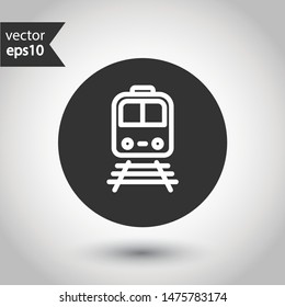Train icon. Subway line icon. Metro symbol. Locomotive vector sign. Train outline vector sign. EPS 10. Public transport icon. Round icon design.