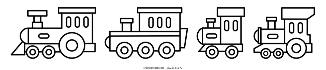 Train icon. Train thin line icon collection. Stock vector.