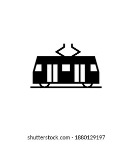icono del tren. tranvía, símbolo de transporte por tranvía en forma plana y sólida icono de glifo, aislado en fondo blanco