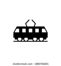 icono del tren. tranvía, símbolo de transporte por tranvía en forma plana y sólida icono de glifo, aislado en fondo blanco