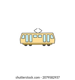 icono del tren. tranvía, símbolo de transporte por tranvía en icono de color, aislado en fondo blanco 