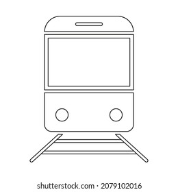 Train icon. Transportation line sign. Metro outline symbol. Vector illustration isolated on white.