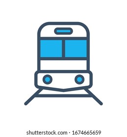 Estilo de contorno llenado de vectores del icono del tren 