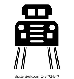 
train icon vector, train illustration with front view silhouette style for logo and web design