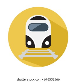 Train icon. Train vector on yellow background