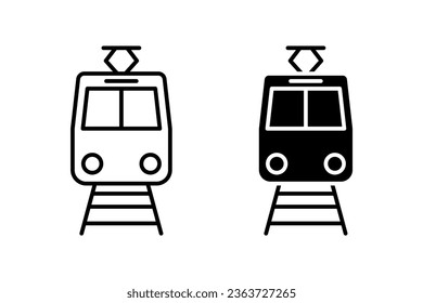 Train icon vector set. Outline railway symbol. Metro sign