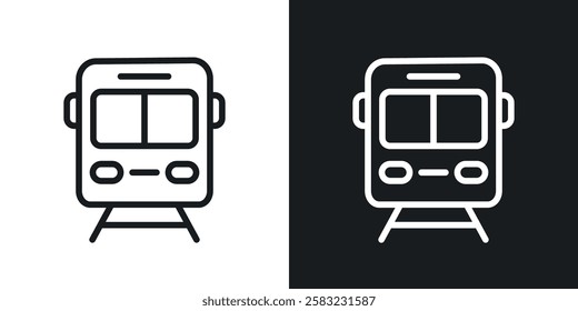 Train icons in black and white liner strokes for web design.