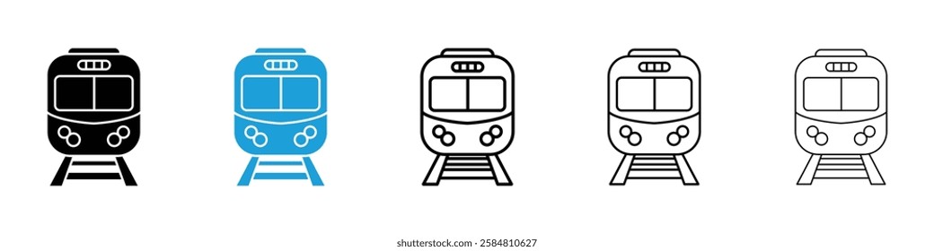 Train icons collection vectors in black and blue