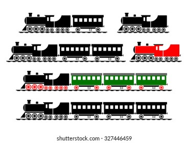 Train icons on white background