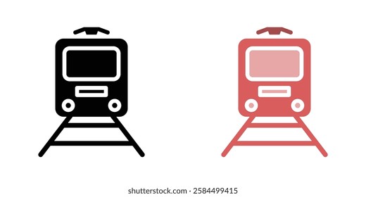 Train icons pack in black and colored version