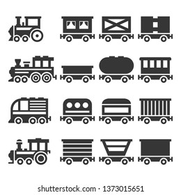 Train Icons Set on White Background. Vector