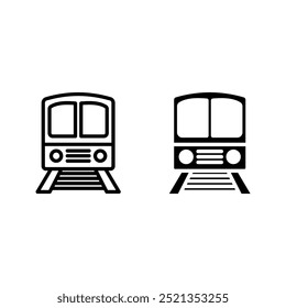 conjunto de ícones de trem. cor do sinal de transporte editável