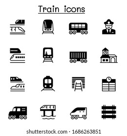 Iconos del tren definen el diseño gráfico de la ilustración vectorial