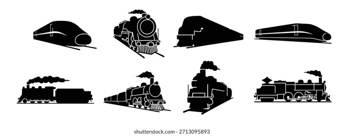 ícones do trem definir ilustração de vetor