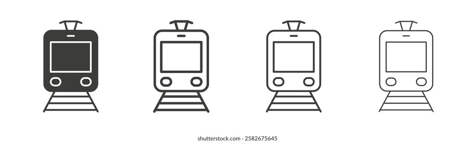 Train icons set vectors graphic designs