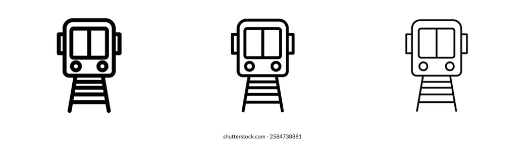 Train icons in three different stroke lines