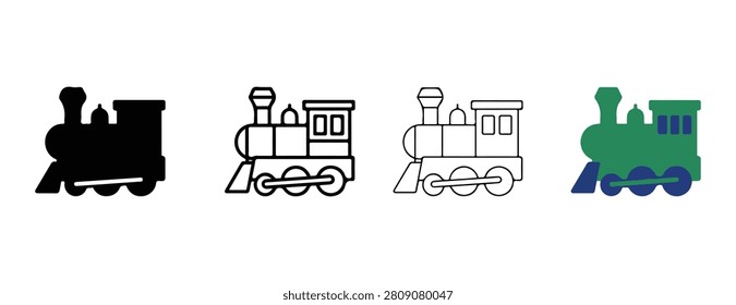  train icons in various colors and styles for use in graphic design and digital media steam locomotive symbols
