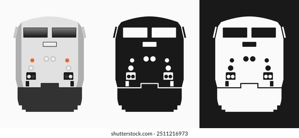 Train Icons: vector illustration of train icons with black and white backgrounds