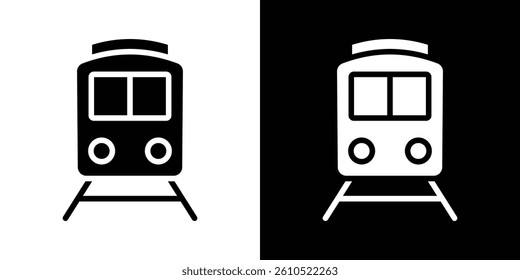 Train icons vector set in solid flat style