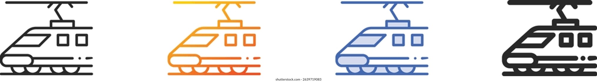 train icon.Thin Linear, Gradient, Blue Stroke and bold Style Design Isolated On White Background