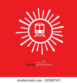 Train icon.train vector with sun ray background .Transport icon.vector illustration.eps10.