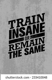 Train Insane Or Remain The Same. Workout and Fitness Motivation Quote. Creative Vector Typography Grunge Poster Concept