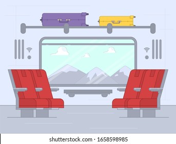 Tren adentro. Asiento cómodo para el pasajero en el transporte por ferrocarril.