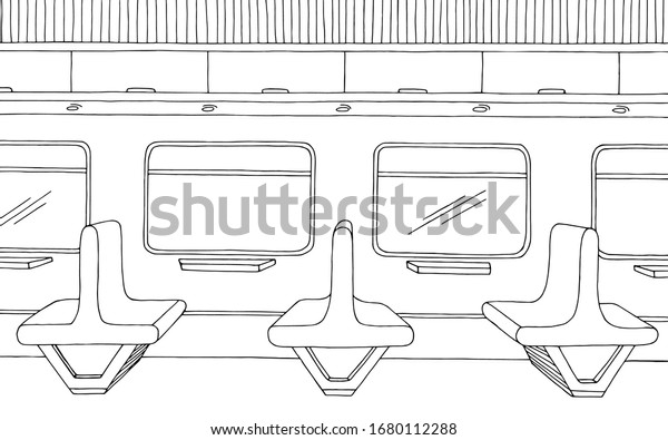 Train Interior Graphic Black White Sketch Stock Vector (Royalty Free ...