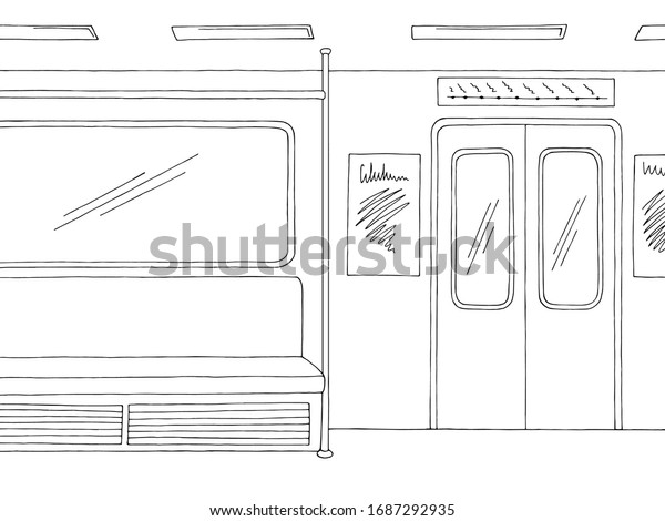 Train Interior Graphic Metro Subway Black Stock Vector (Royalty Free ...