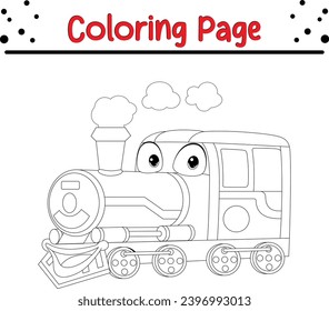 train isolated coloring page. vehicle coloring book for children