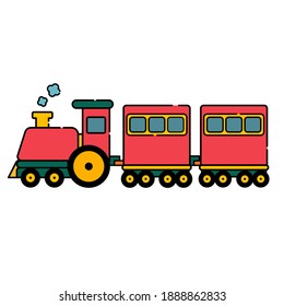 Train isolated icon on white background. Vector illustration in flat cartoon design. Tram. 
