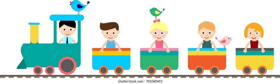 Train Kids Birds Cartoon Logo Symbol Stock Vector (Royalty Free ...