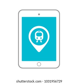 train laptop gps vector location illustration