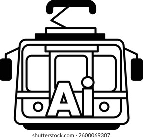 A train with the letters AI on it In black and white line style