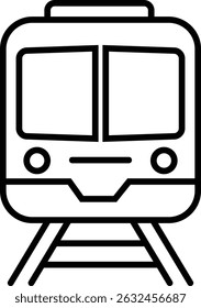 Train line icon. ancient train front view symbol template for graphic and web design. a black and white illustration of a train. Vector 