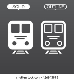 train line icon, outline and solid vector logo, linear pictogram isolated on black, pixel perfect illustration