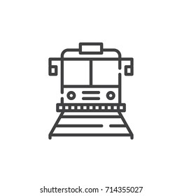 Train line icon, outline vector sign, linear style pictogram isolated on white. Symbol, logo illustration. Editable stroke