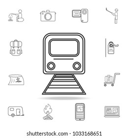 Train line icon. Set of Tourism and Leisure icons. Signs, outline furniture collection, simple thin line icons for websites, web design, mobile app, info graphics on white background