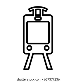 Train line icon. Tram outline sign. City transportation vector pictogram in linear style
