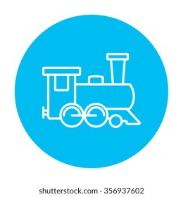 Train line icon for web, mobile and infographics. Vector white icon on the light blue circle isolated on white background.