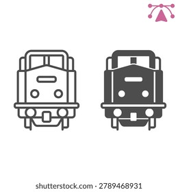 Train line and solid icon, rail transport, transportation concept. Vector graphics. Long distance travel sign and editable stroke, outline style icon for mobile or web design