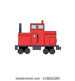 Train, locomotive, red. The view is only painted on the side, but all the colors can be easily removed, leaving only the contour