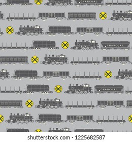 Train Locomotive Seamless Pattern for Background Wallpaper Wrapping Paper and Fabric