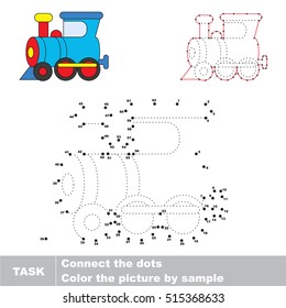 Train Locomotive in vector to be traced by numbers, the easy educational kid game with simple game level, the education and gaming for kids, visual game for children.