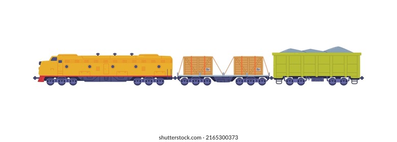 Ilustración de vagones de mercancías y vectores de carga