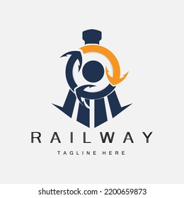 Train Logo Design. Fast Train Track Vector, Fast Transport Vehicle Illustration