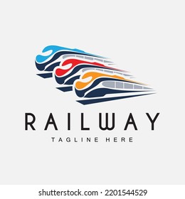 Diseño del logotipo del tren. Vector de vía de tren rápido, Ilustración de vehículos de transporte rápido