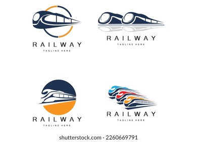 Diseño del logotipo del tren. Vector De Pista De Tren Rápido, Ilustración De Vehículos De Transporte Rápido, Diseño Apto Para Locomotoras Empresa Ferroviaria Transporte Terrestre Y Entrega Rápida