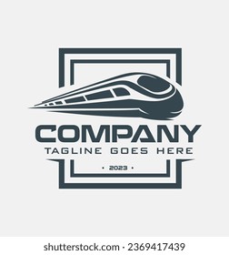 Train logo design fast train track vector fast transport vehicle illustration